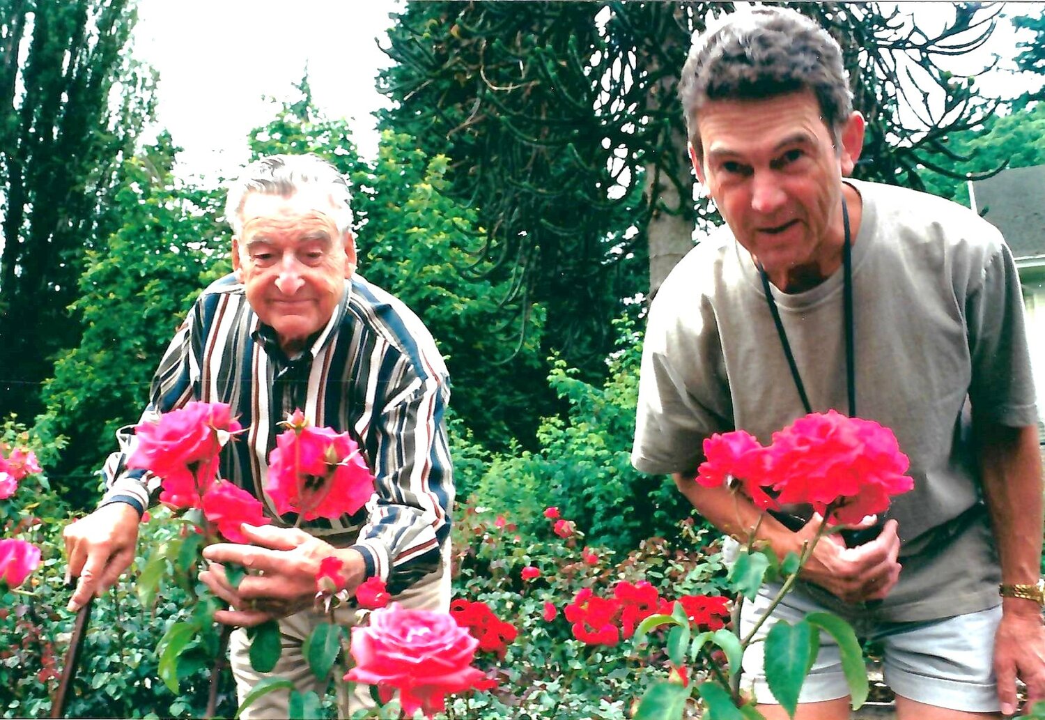 Gary and his dad at the Centennial Rose Garden.